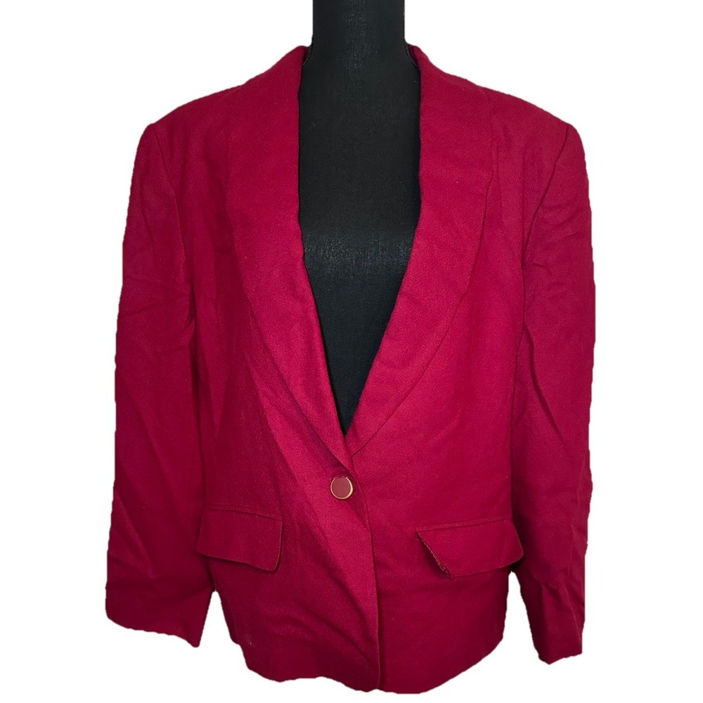 Pendleton Women's 100% Virgin Wool Maroon‎ Red Blazer Jacket Plus SIZE 18